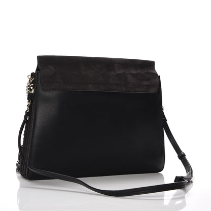 Chloe Calfskin Suede Medium Faye Tassel Shoulder Bag Black 9 of 13