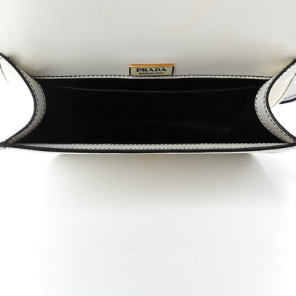Prada City Calf Pionniere Saddle Bag Black White 5 of 9