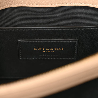 Saint Laurent Sheepskin Matelasse Chevron Monogram Medium College Bag Dark Beige 6 of 15