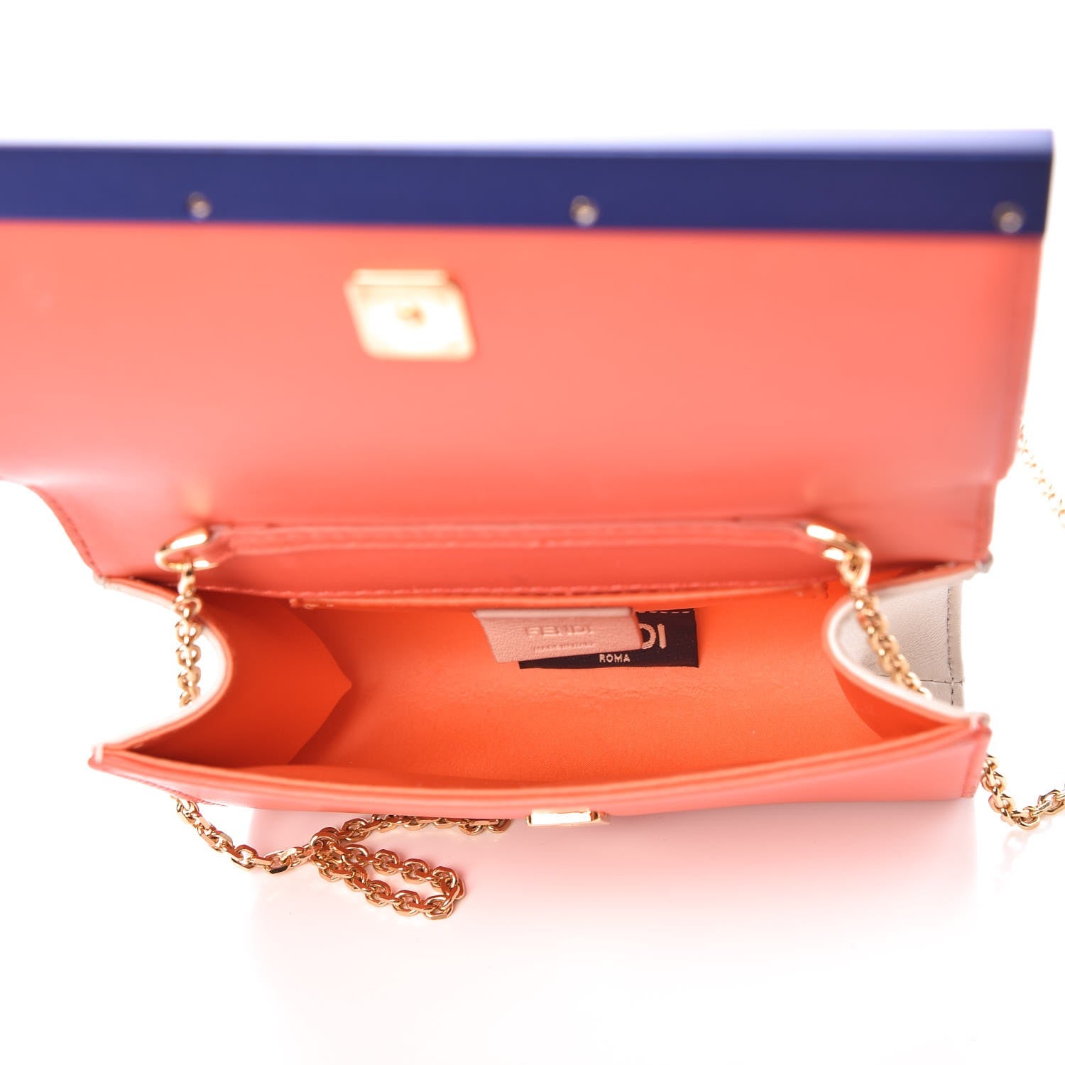 Fendi Nappa Enamel Mini Rush Clutch Orange 5 of 11