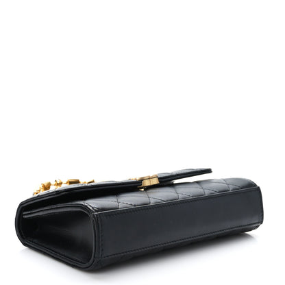 Chanel Lambskin Enamel Quilted Top Handle Flap Phone Holder With Chain Black 4 of 9