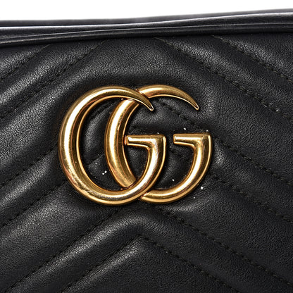 Gucci Calfskin Matelasse Small GG Marmont Chain Shoulder Bag Black 7 of 16