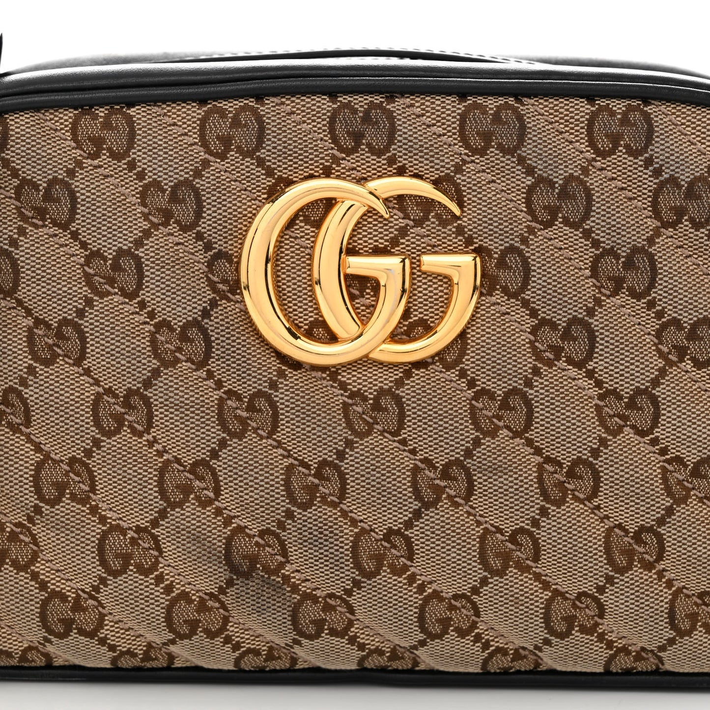 Monogram Matelasse Diagonal Small GG Marmont Chain Shoulder Bag Beige Black