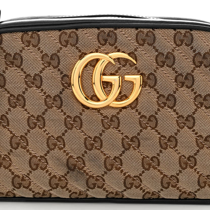 Gucci Monogram Matelasse Diagonal Small GG Marmont Chain Shoulder Bag Beige Black 8 of 14