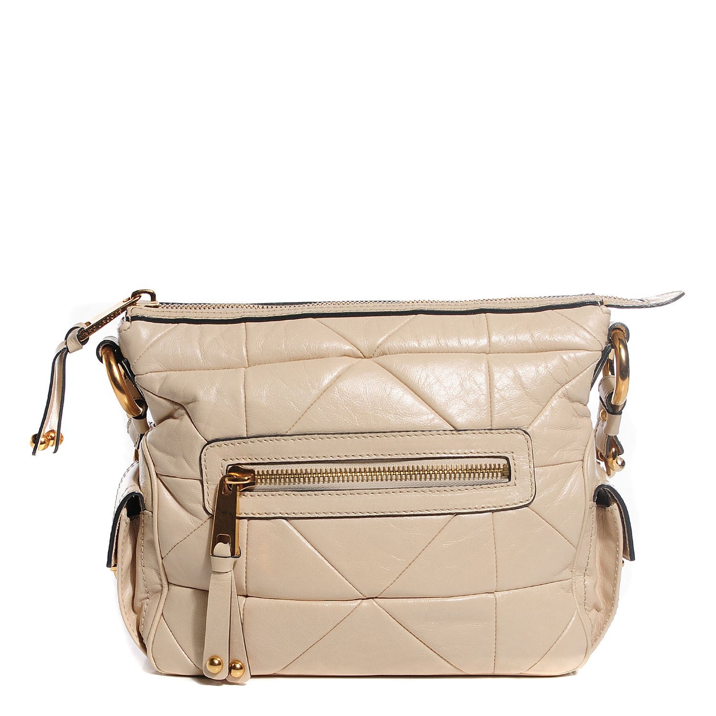 Calfskin Patchwork Multipocket Hobo Beige