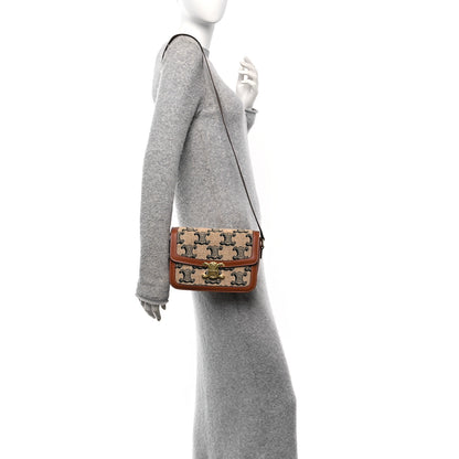 Celine Canvas Calfskin Triomphe Embroidered Medium Triomphe Bag Tan 2 of 11