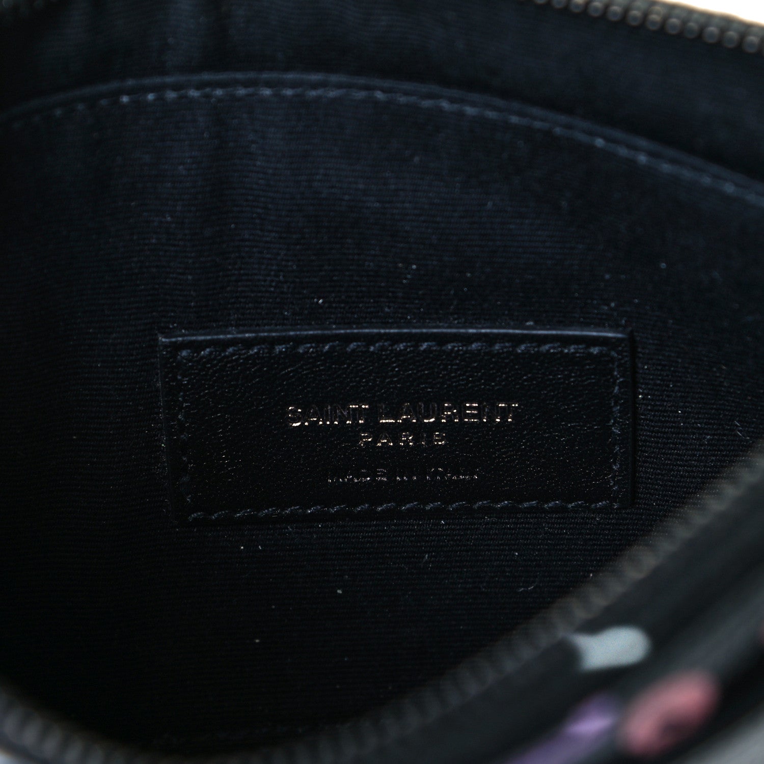 Saint Laurent Grain De Poudre Classic Monogram Multicolor Graphic Print Bill Pouch Black 6 of 7