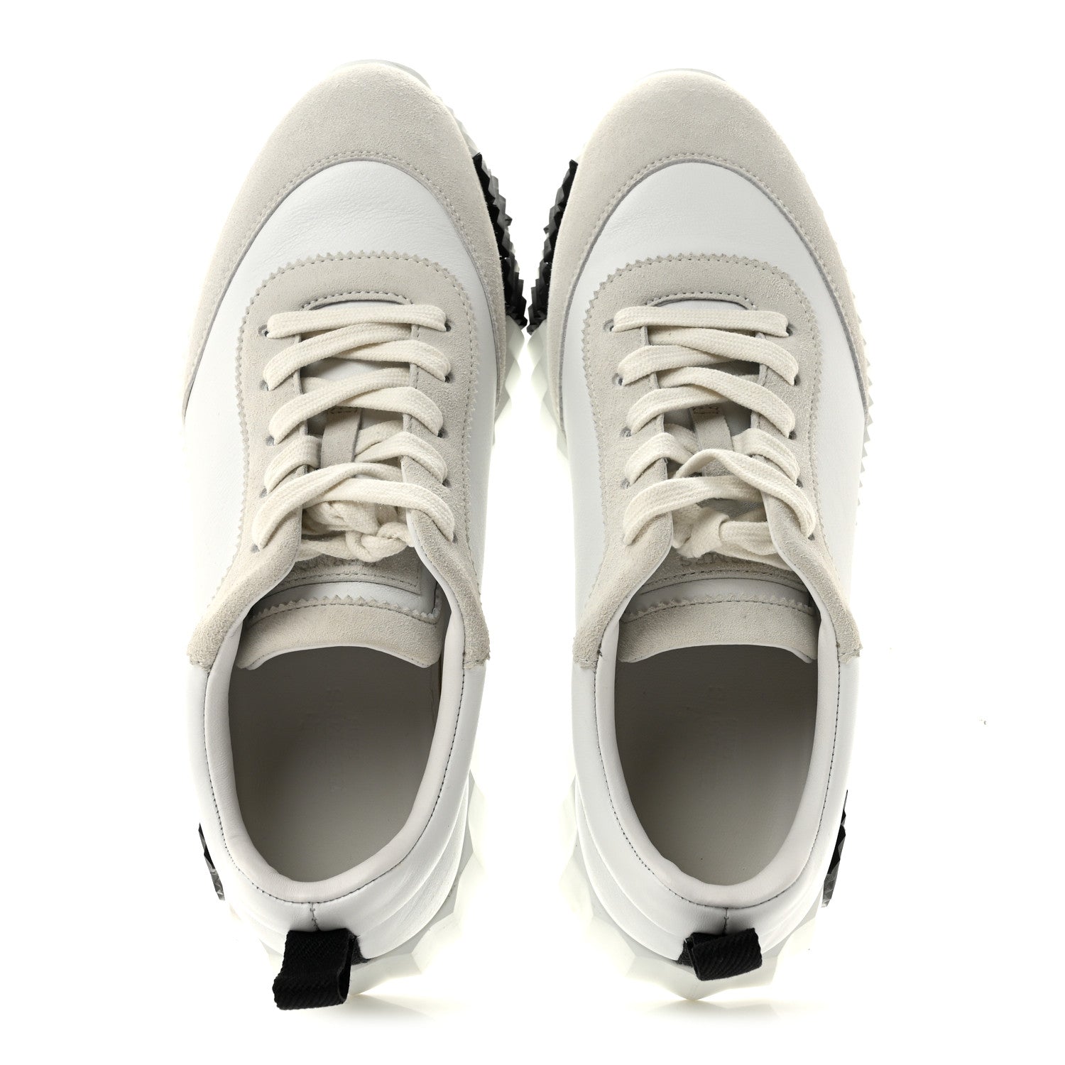 Hermes Calfskin Suede Goatskin Bouncing Sneakers 38 White Black 2 of 12