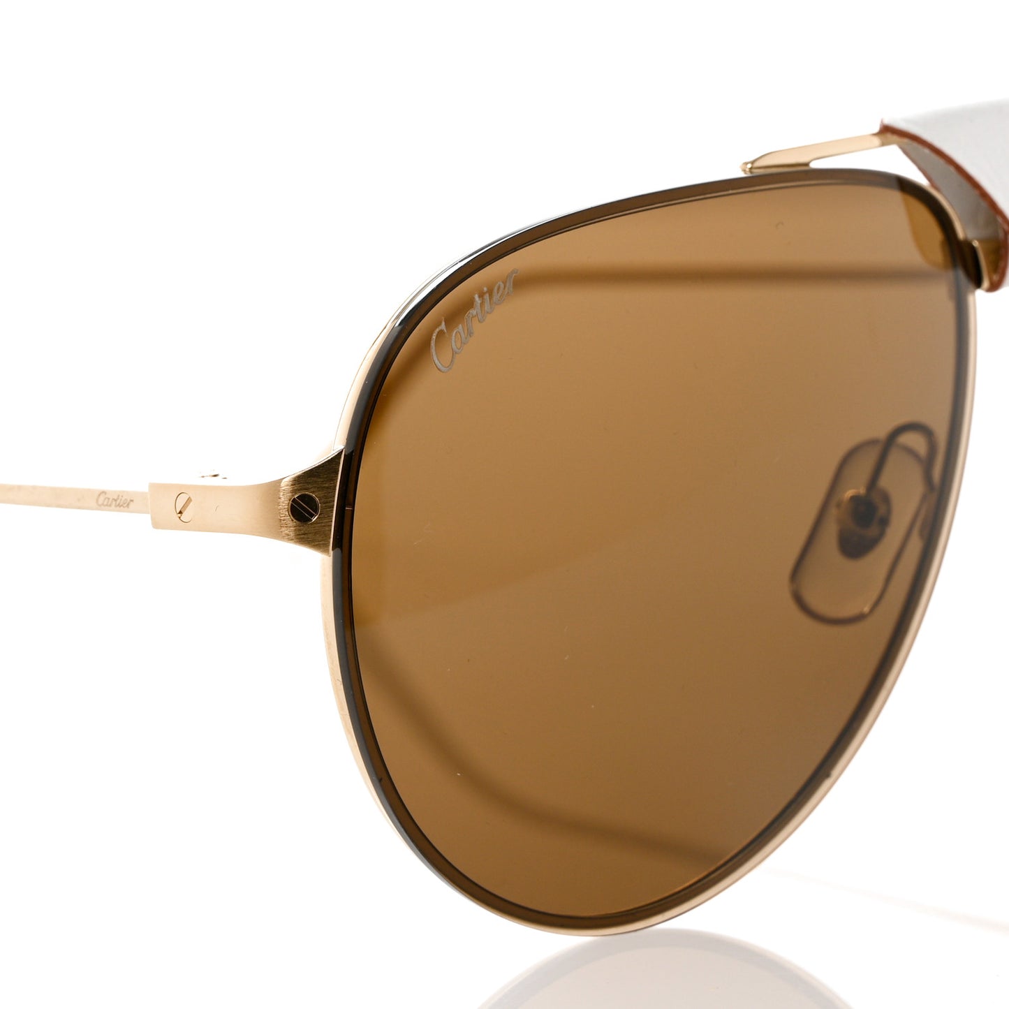 Santos de Cartier CT0166S Sunglasses Gold Brown