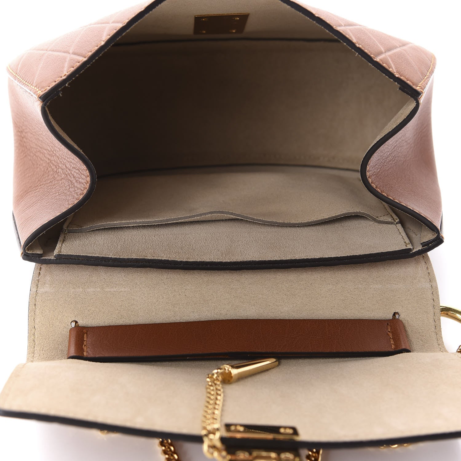 Chloe Lambskin Diamond Embossed Drew Shoulder Bag Caramel 5 of 10