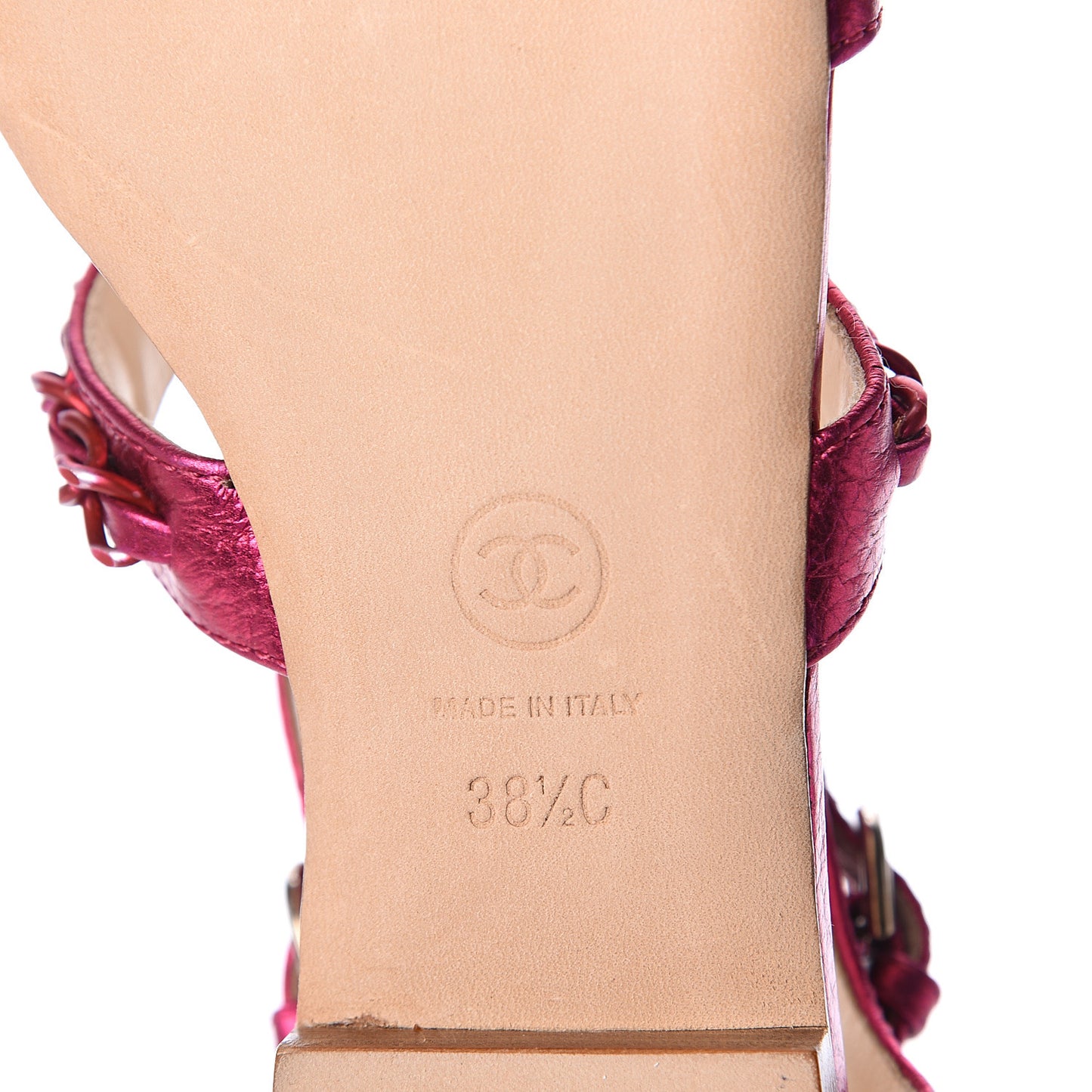 Metallic Gladiator Chain Sandals 38.5 Dark Pink