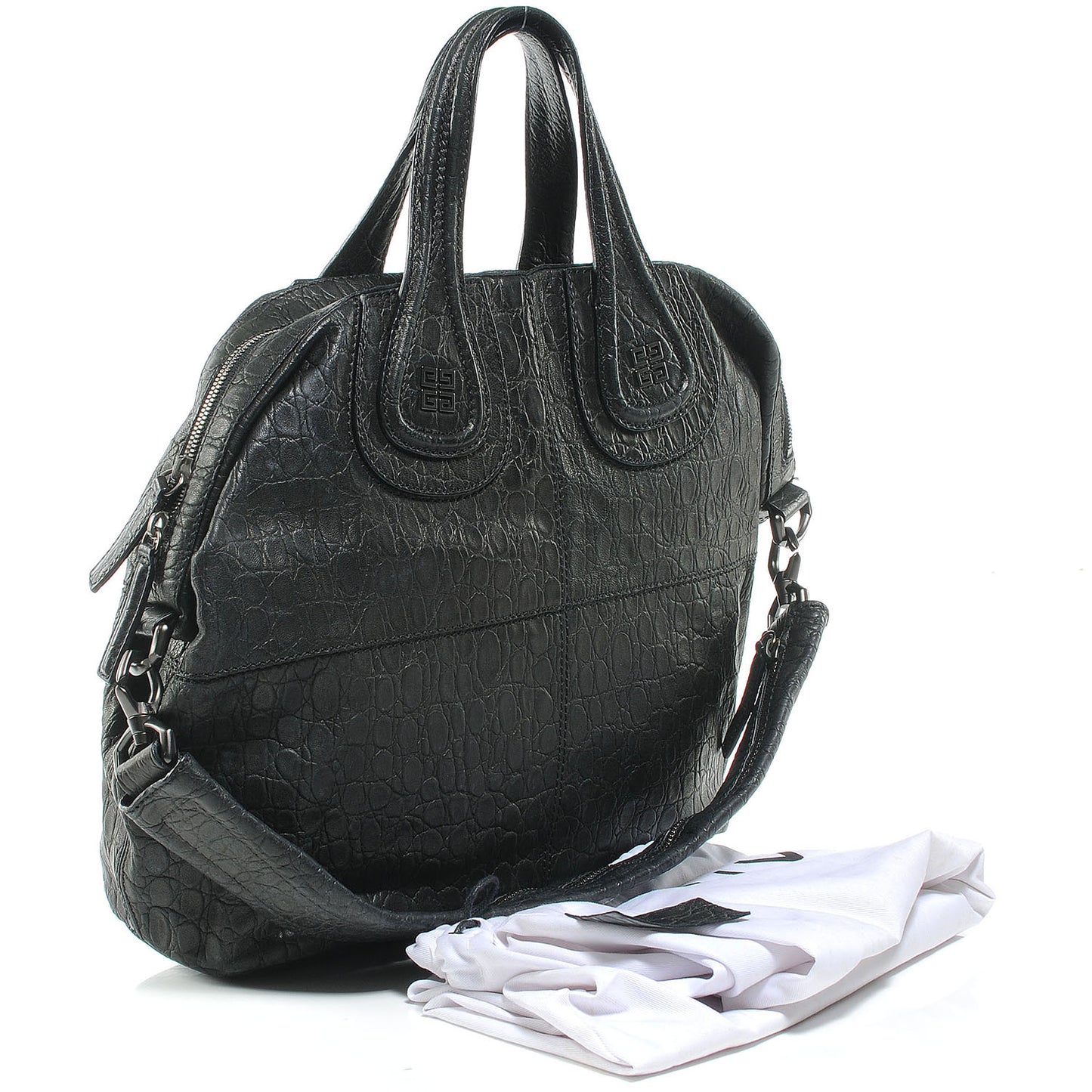 Calfskin Crocodile Embossed Medium Nightingale Black