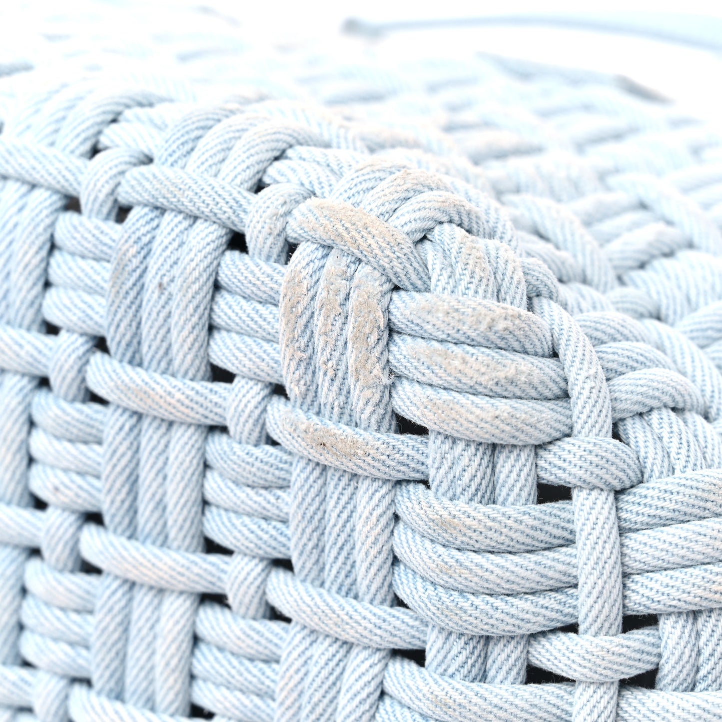 Washed Frayed Denim Braided XS Bistro Basket Blue