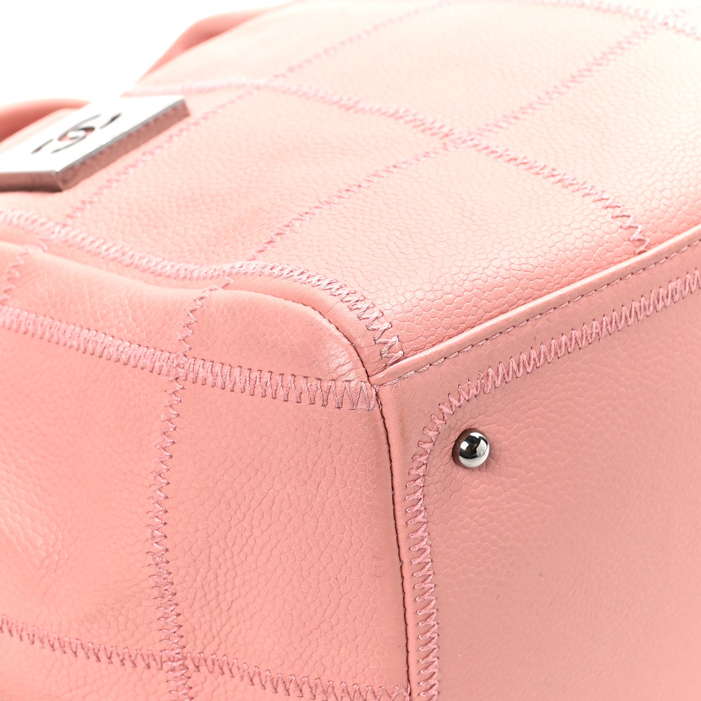 Caviar Square Stitched Bowler Pink