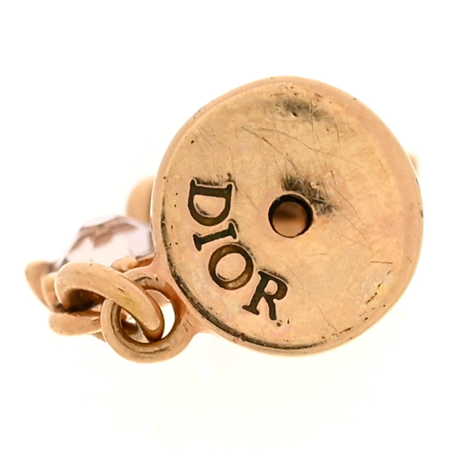 Christian Dior Crystal CD Drop Earrings Rose Gold Pink 4 of 4