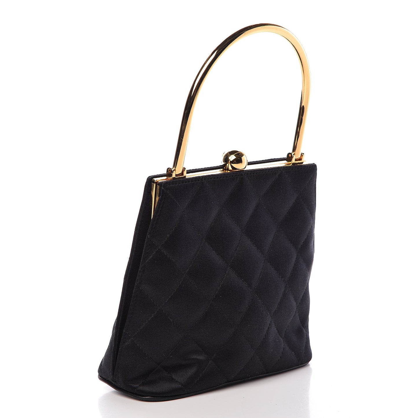 Satin Quilted Evening Bag Black