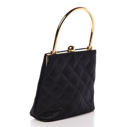 Chanel Satin Quilted Evening Bag Black 4 of 16