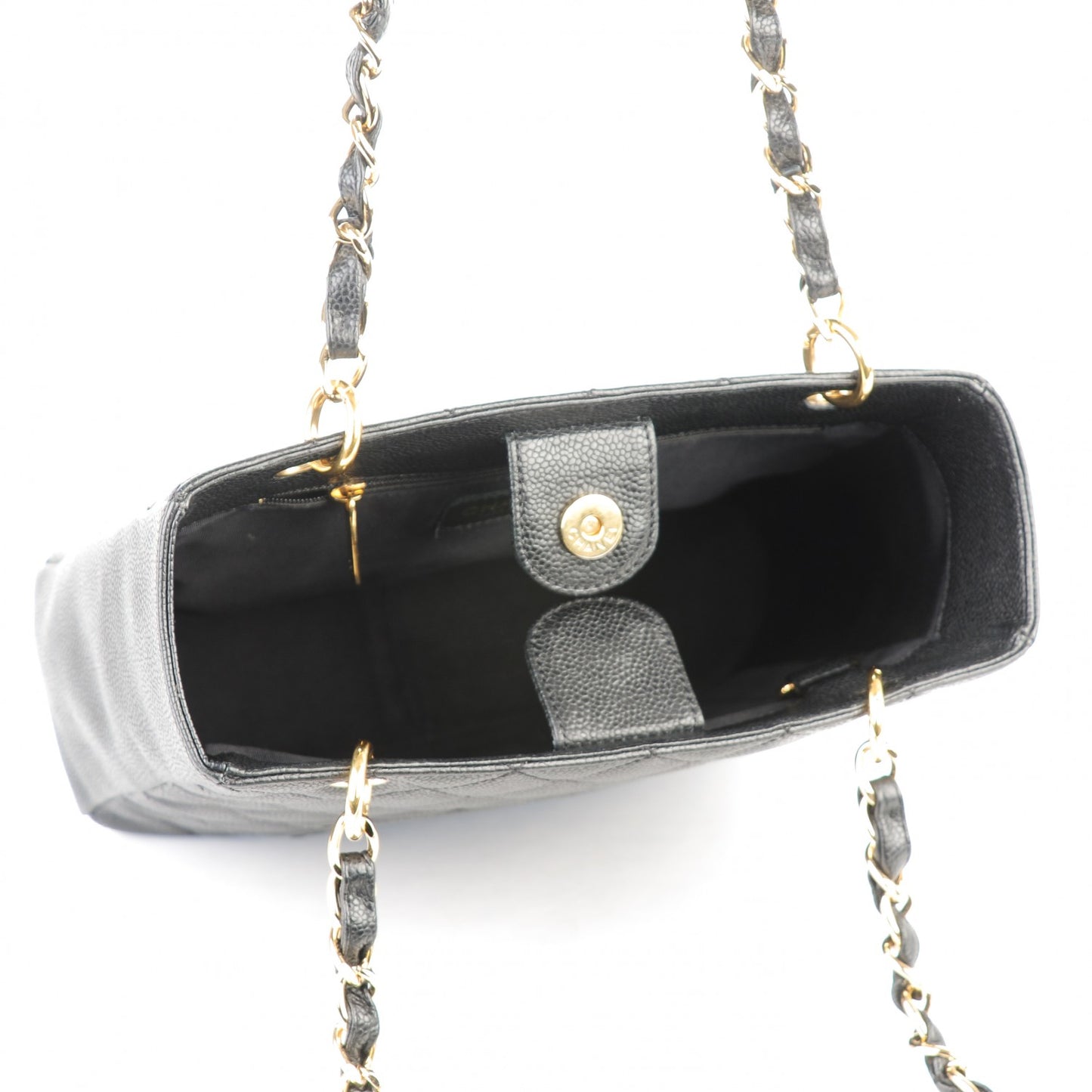Caviar Quilted Petit Shopping Tote PST Black