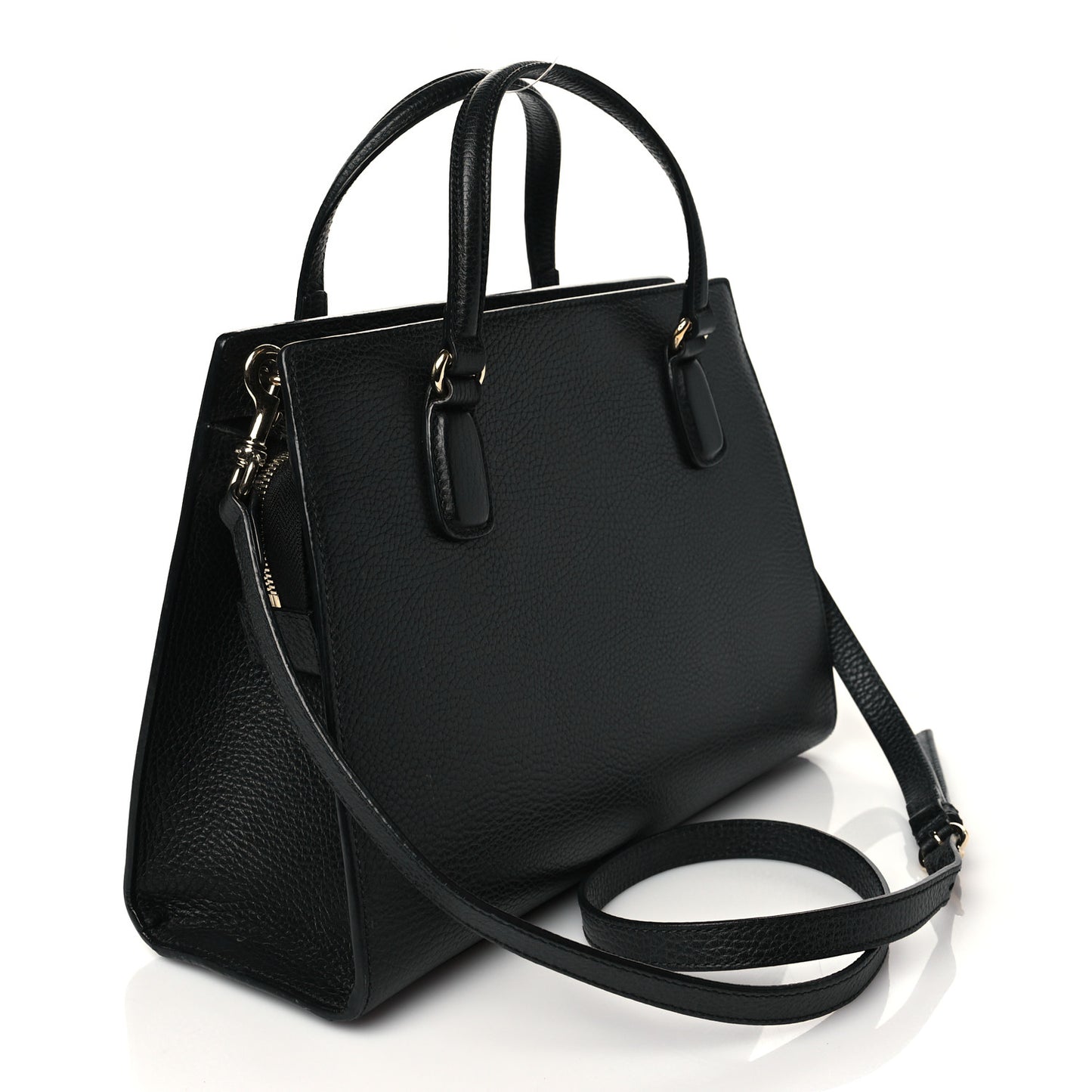 Pebbled Calfskin Medium Soho Top Handle Satchel Black