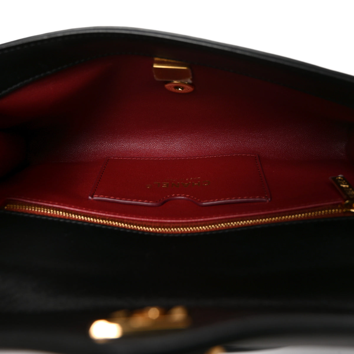 Lambskin Chevron Quilted Top Handle Envelope Clutch Black