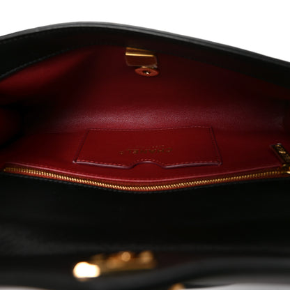 Chanel Lambskin Chevron Quilted Top Handle Envelope Clutch Black 5 of 10
