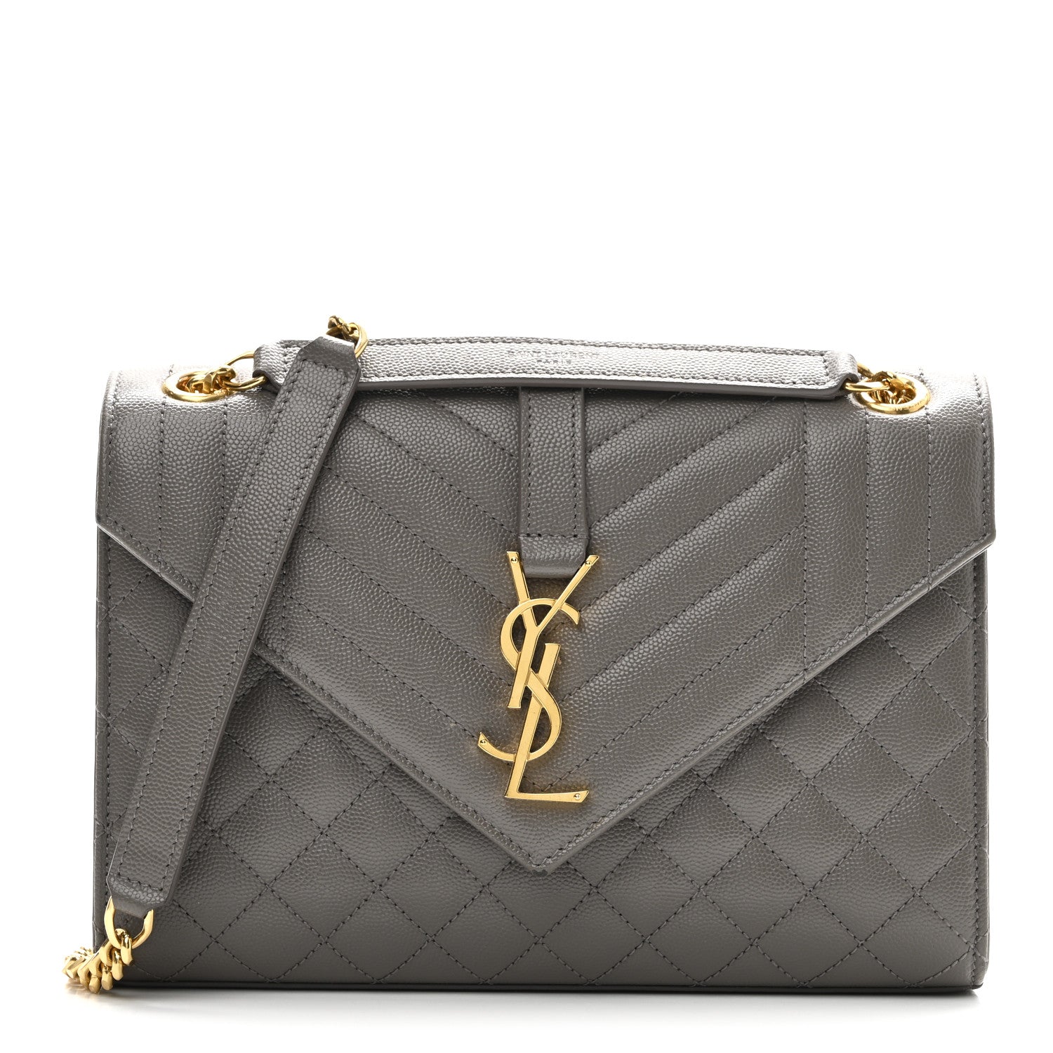 Saint Laurent Grain De Poudre Textured Mixed Matelasse Medium Triquilt Monogram Satchel Fog 1 of 9