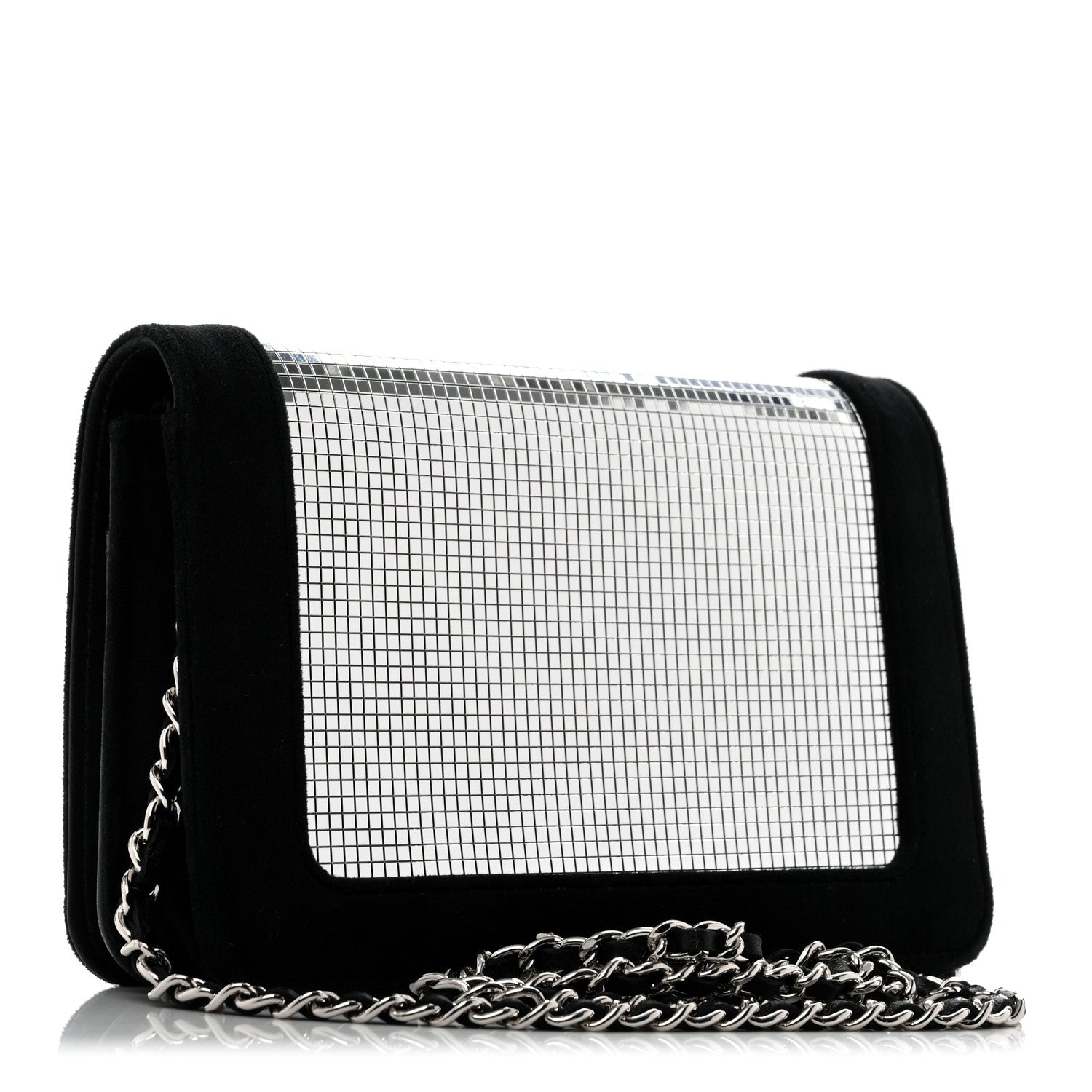 Chanel Velvet Mirror Embellished Boy Wallet On Chain WOC Argent 3 of 15