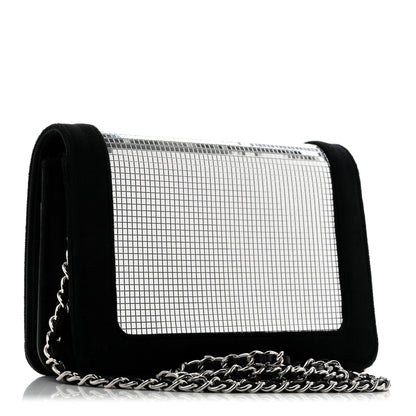 Chanel Velvet Mirror Embellished Boy Wallet On Chain WOC Argent 3 of 15
