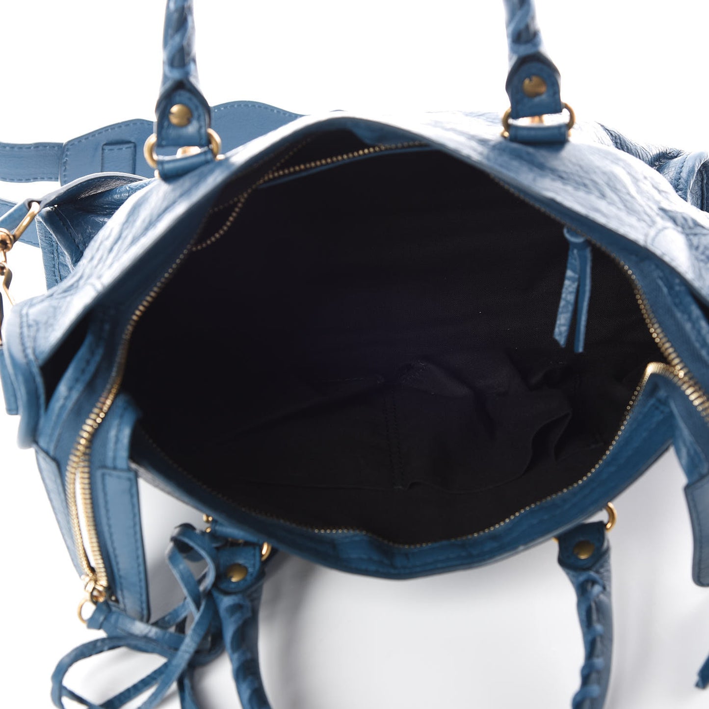 Agneau Arena Gold Metallic Edge Hardware S City Bleu Abysse