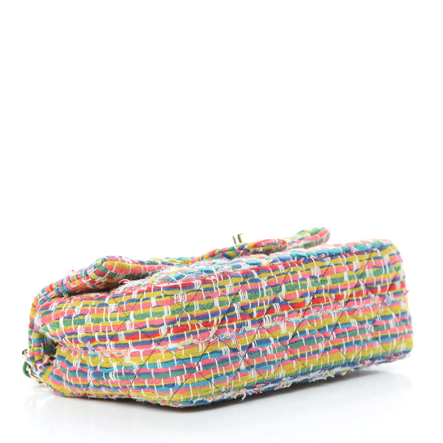 Chanel Tweed Quilted Mini Rectangular Flap Green Multicolor 4 of 10