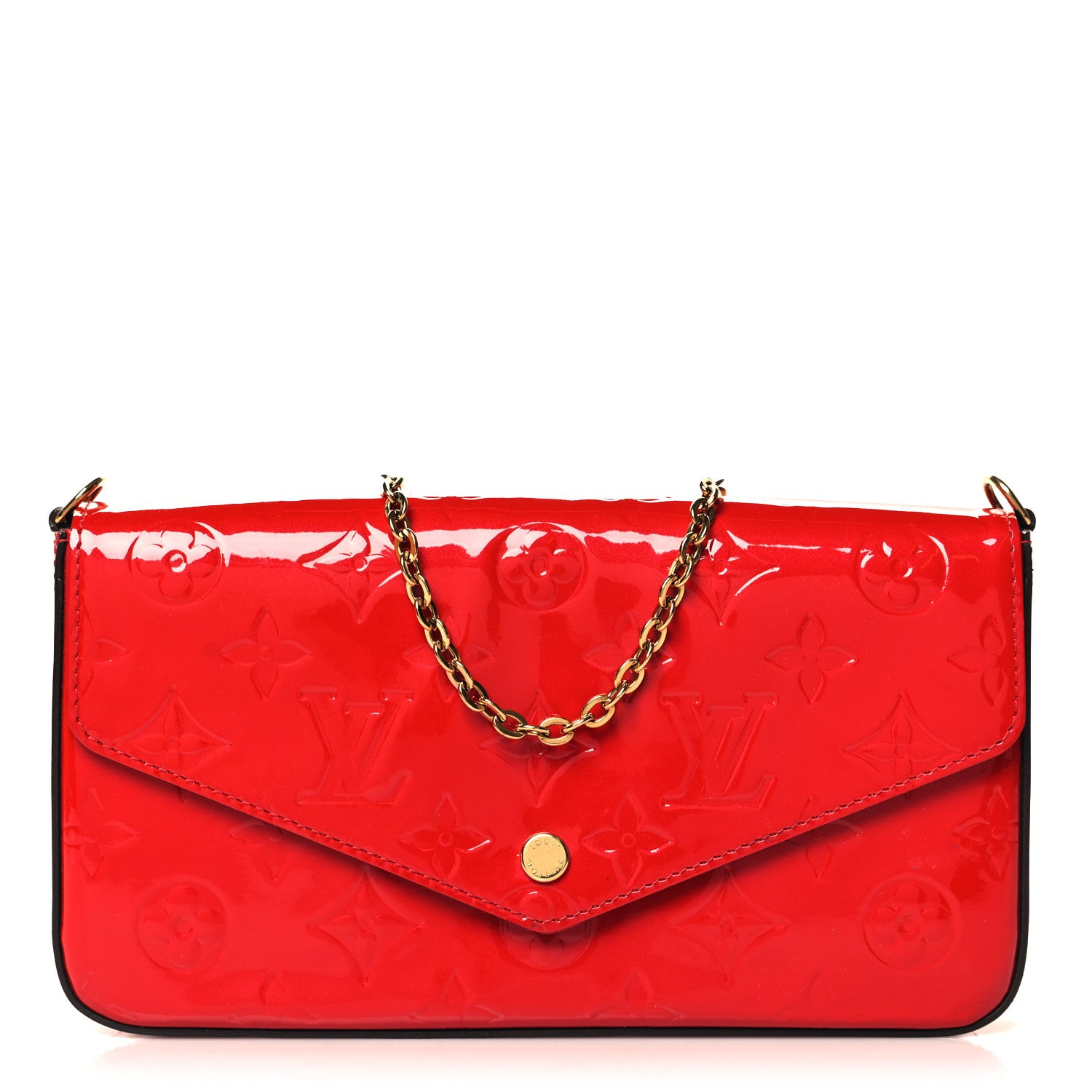 Louis Vuitton Vernis Felicie Pochette Chain Wallet Cherry 1 of 11