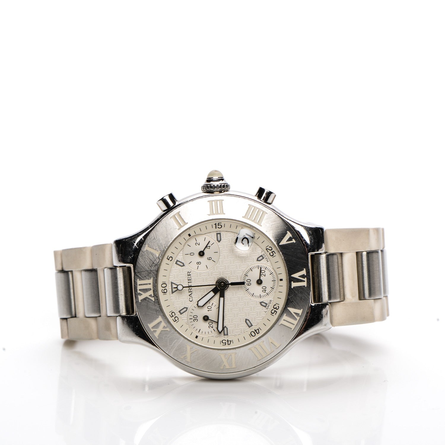 Cartier Stainless Steel Rubber 38mm Must 21 Chronoscaph Quartz Watch 3 of 9