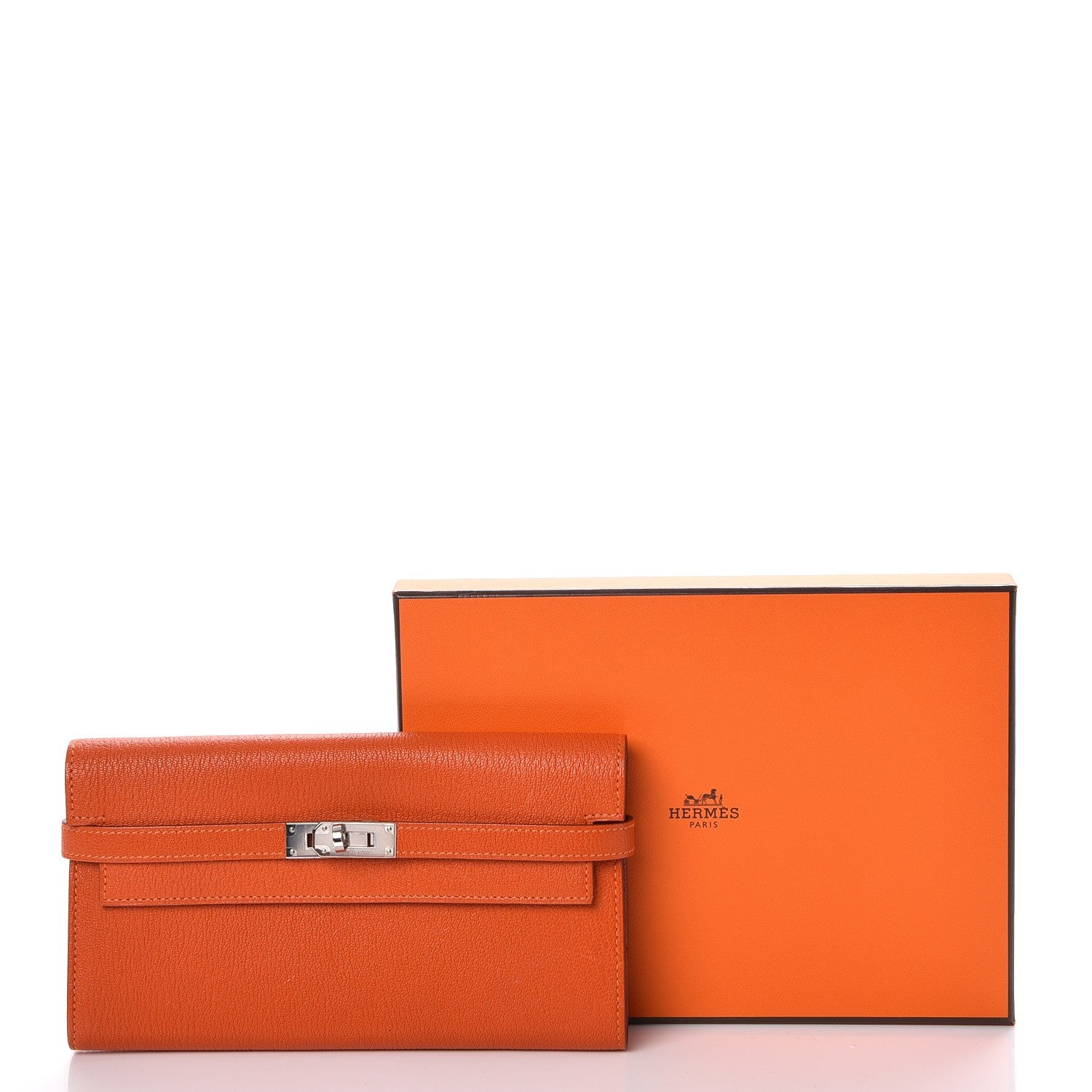 Hermes Chevre Mysore Kelly Longue Wallet Orange 8 of 8