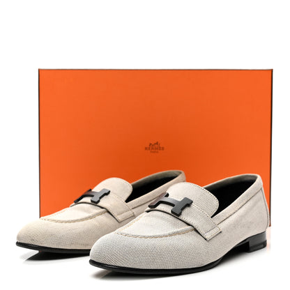 Hermes H Canvas Paris Loafers 37 Prunoir 10 of 10