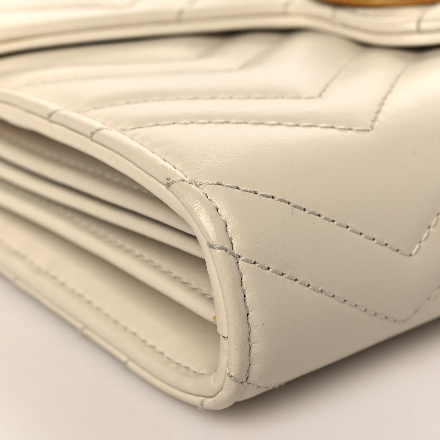 Gucci Calfskin Matelasse GG Marmont Chain Wallet Mystic White 8 of 9