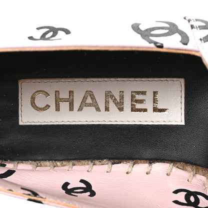 Chanel Lambskin Printed Coco Beach Espadrilles 35 Light Pink Black 4 of 8