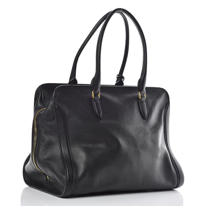Alexander McQueen Pebbled Calfskin Large Skull Padlock Zip Around Tote Black 3 of 20