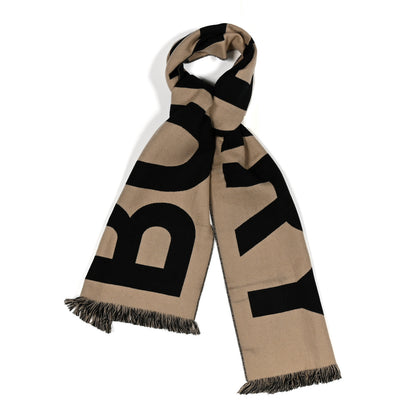 Burberry Wool Logo Football Scarf Black Archive Beige 1 of 3