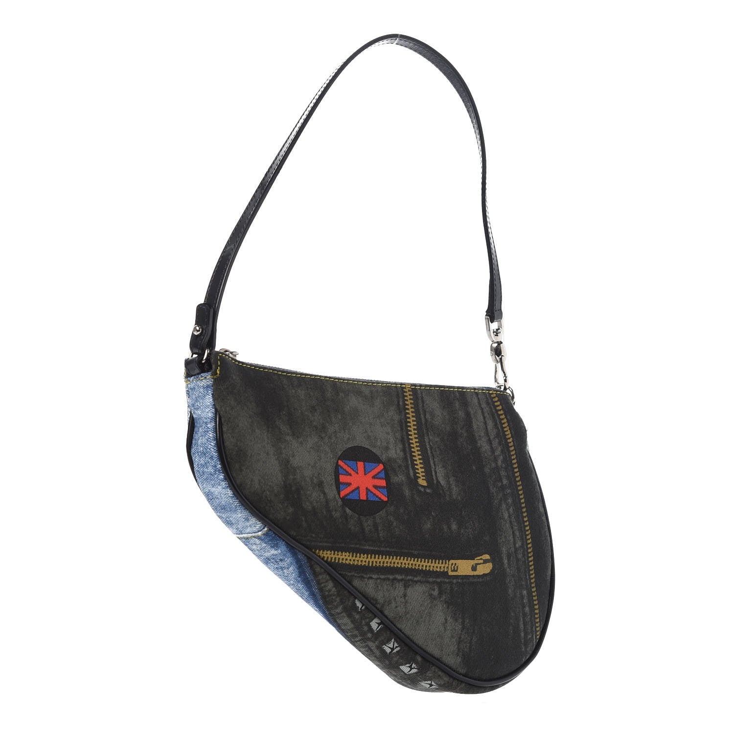 Christian Dior Canvas Jean Customise Mini Saddle Pochette Blue 3 of 7