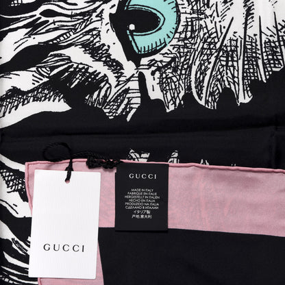 Gucci Silk Mystic Cat Square Scarf Black 3 of 4