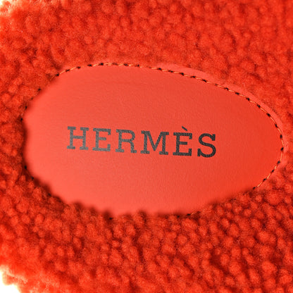 Hermes Woolskin Womens Chypre Sandals 37.5 Orange 7 of 8