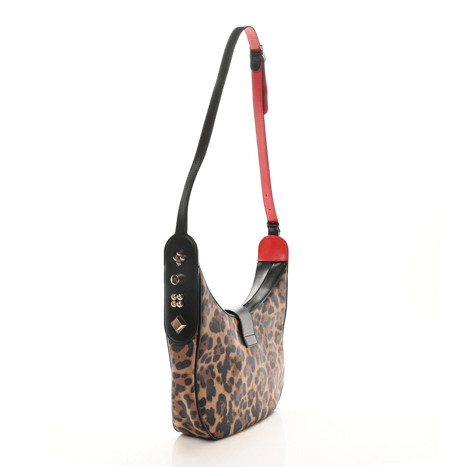 Christian Louboutin Calfskin Leopard Print Carasky Shoulder Bag Black 3 of 10