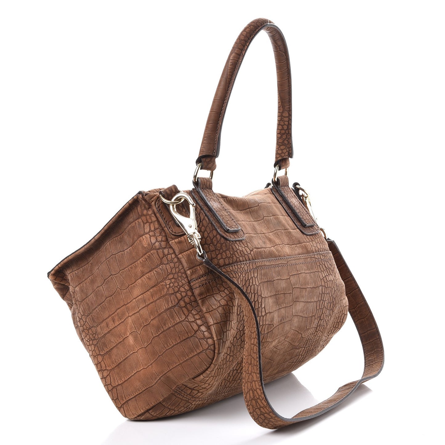 Nubuck Crocodile Embossed Medium Pandora Brown