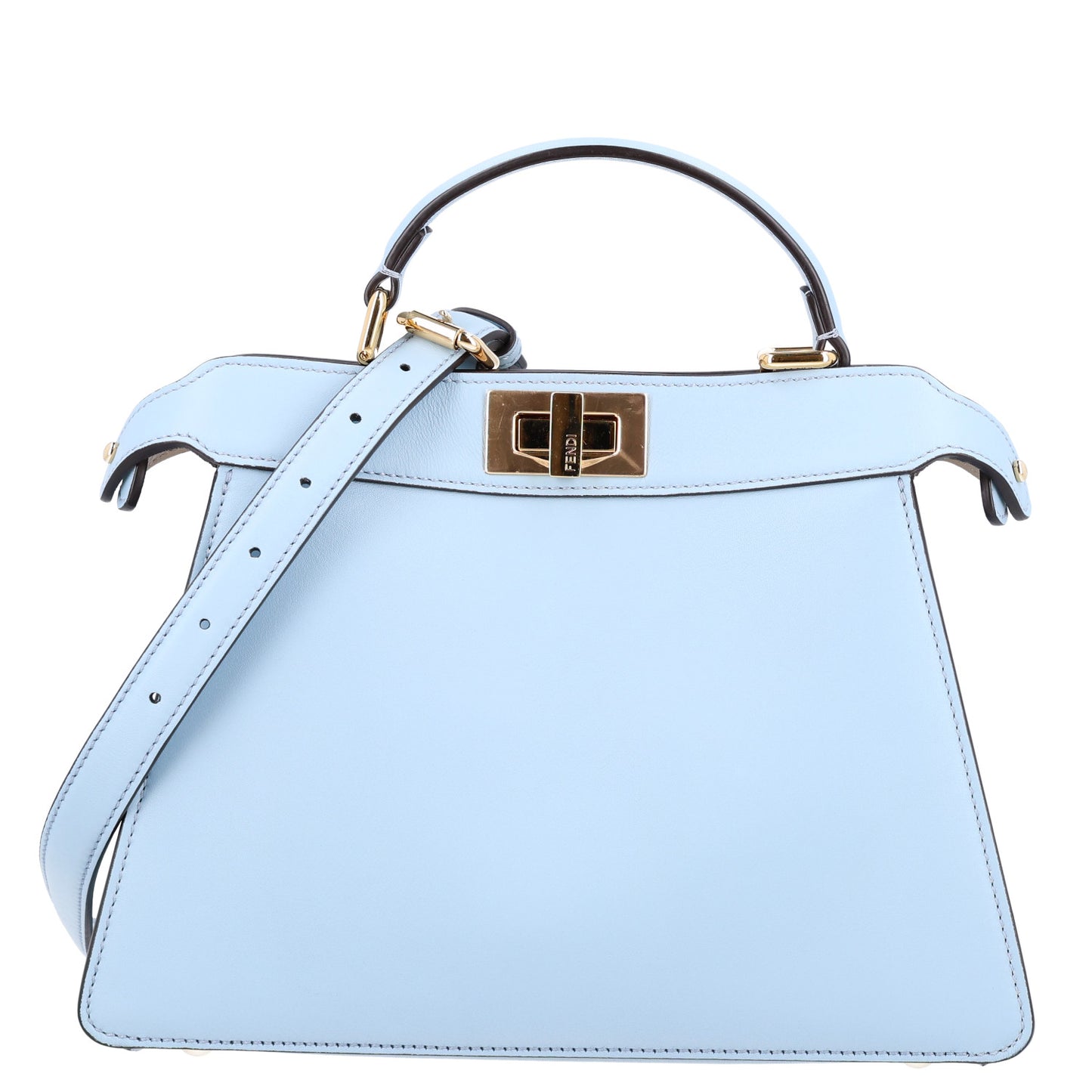 Vitello Seta Shiny Nappa Small Peekaboo I SEE U Satchel  Azzurro Baby Camelia