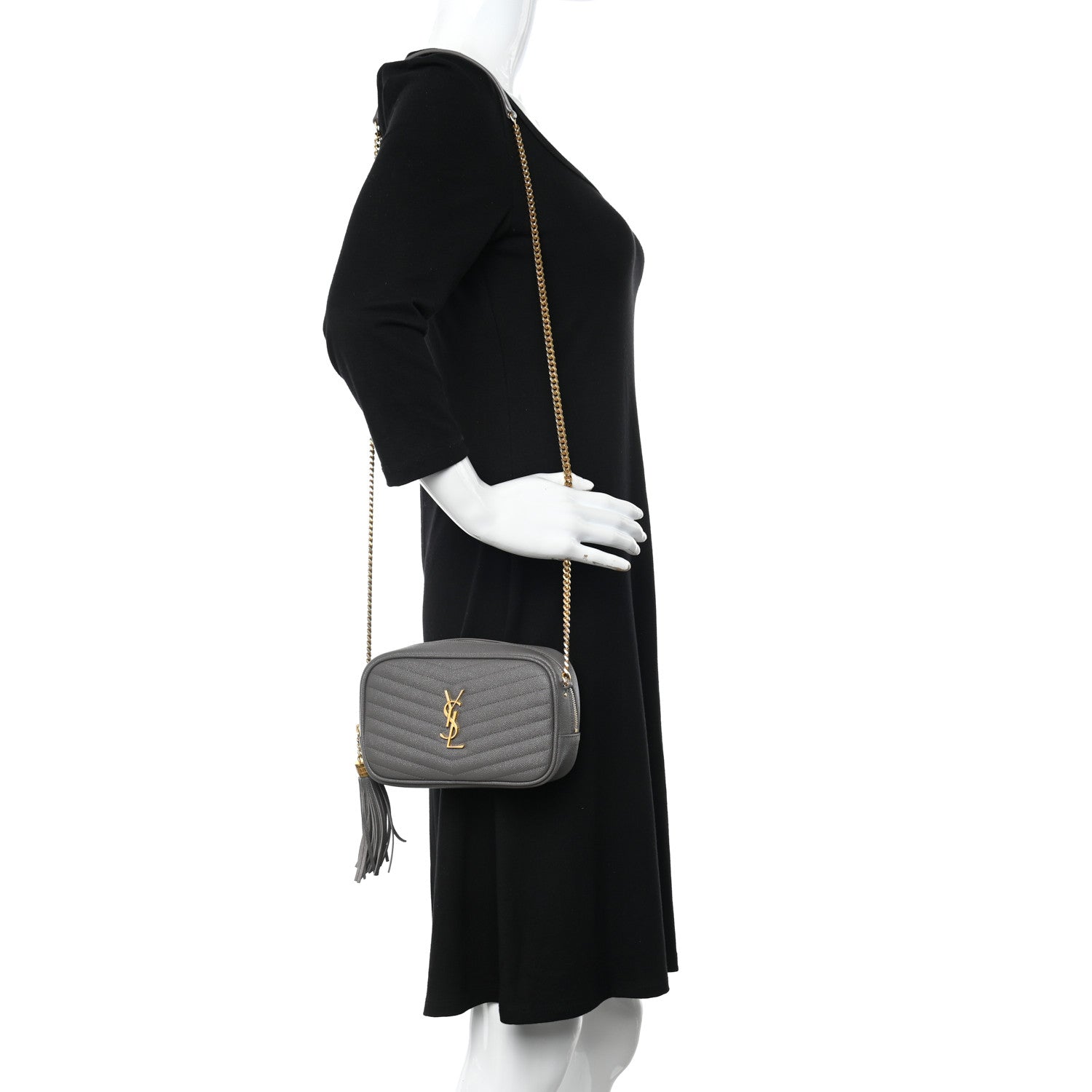 Saint Laurent Grain De Poudre Matelasse Monogram Mini Lou Camera Bag Fog 2 of 10