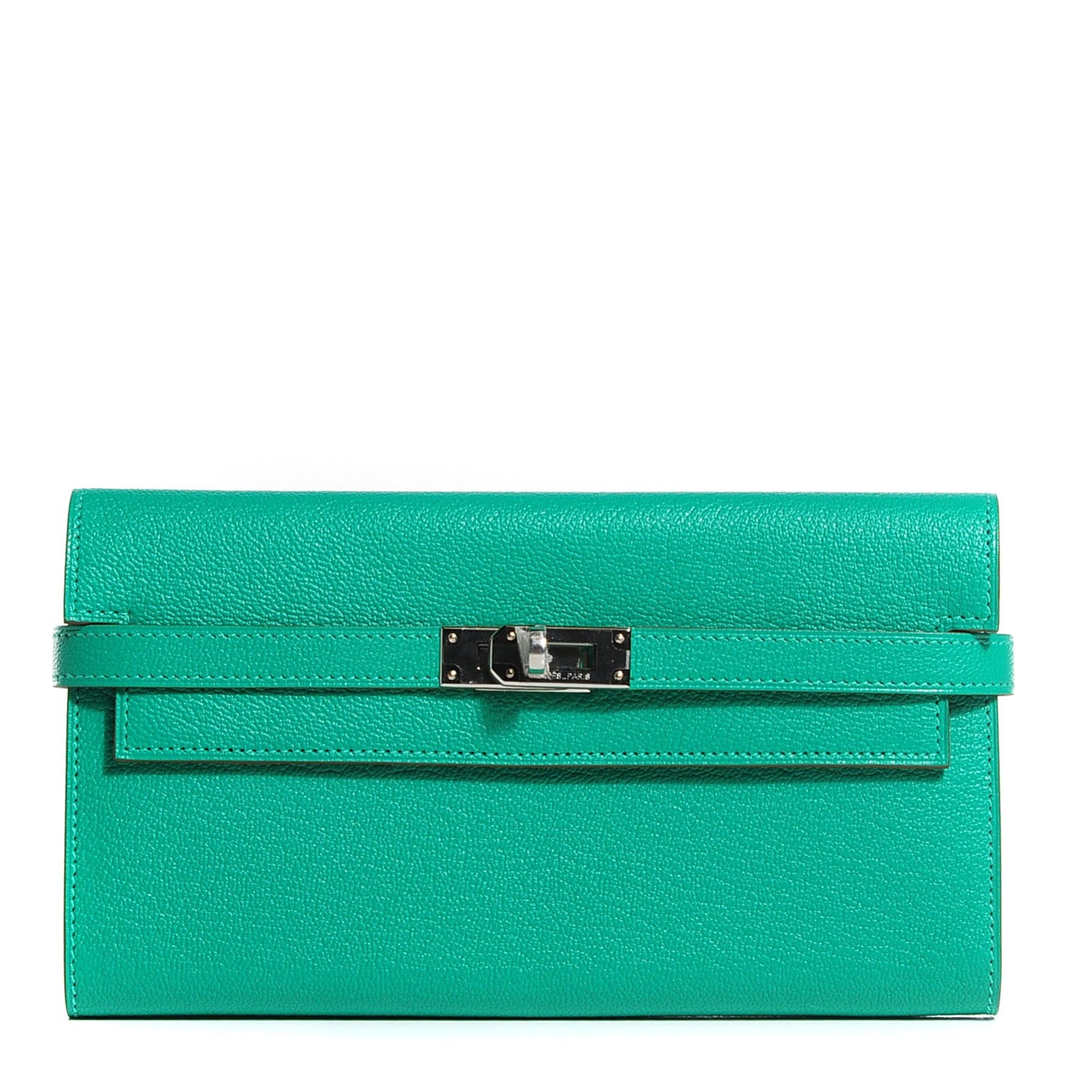 Hermes Chevre Mysore Kelly Longue Wallet Menthe 1 of 14