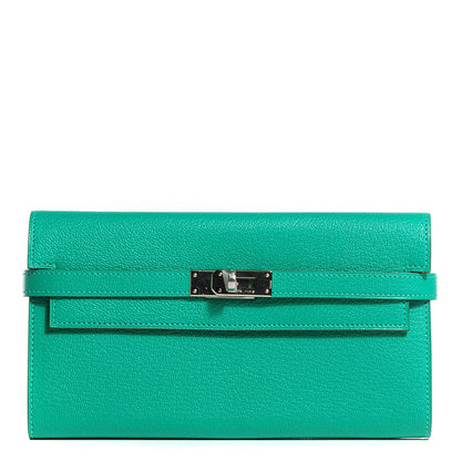 Hermes Chevre Mysore Kelly Longue Wallet Menthe 1 of 14