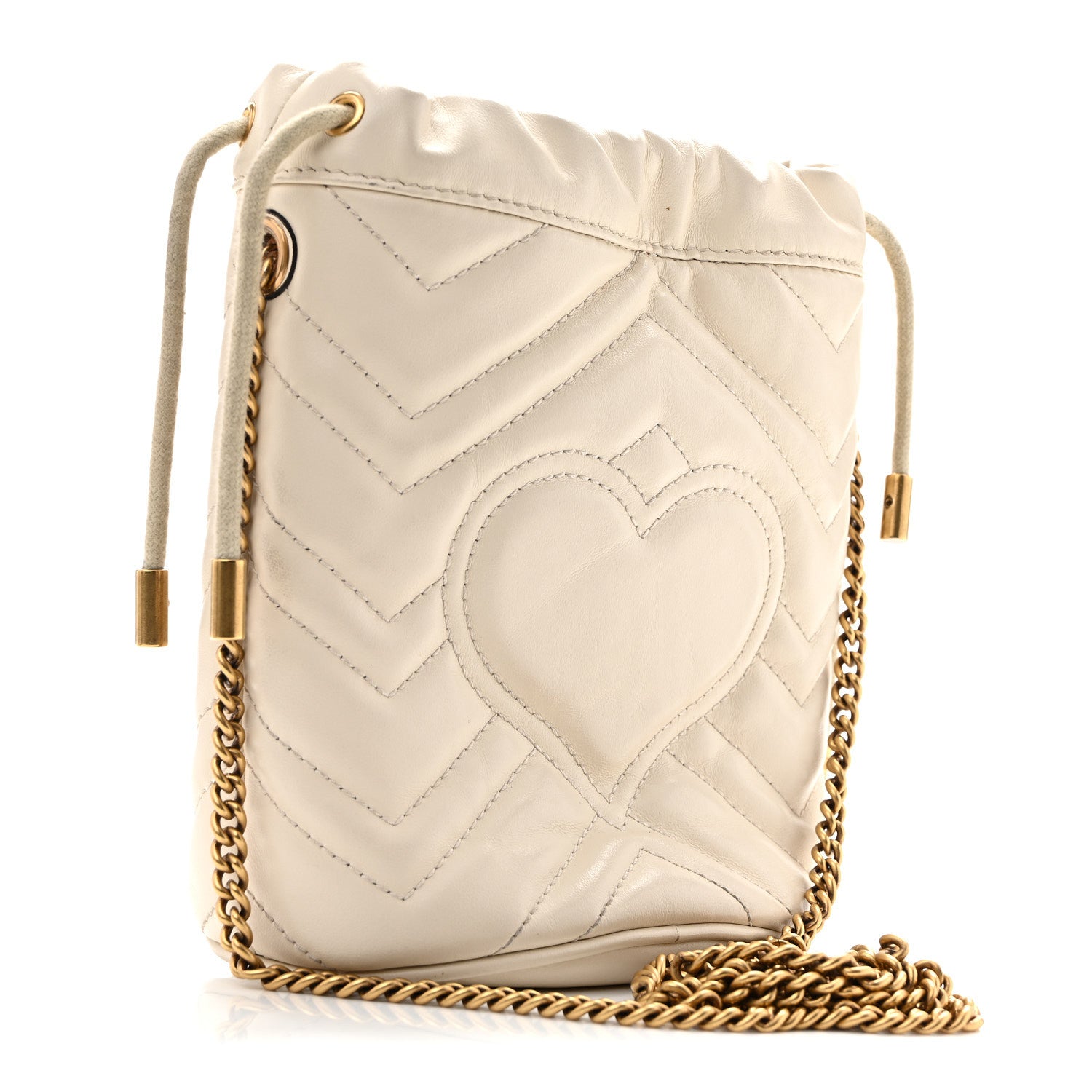 Gucci Calfskin Matelasse Mini GG Marmont 2.0 Bucket Bag White 3 of 14