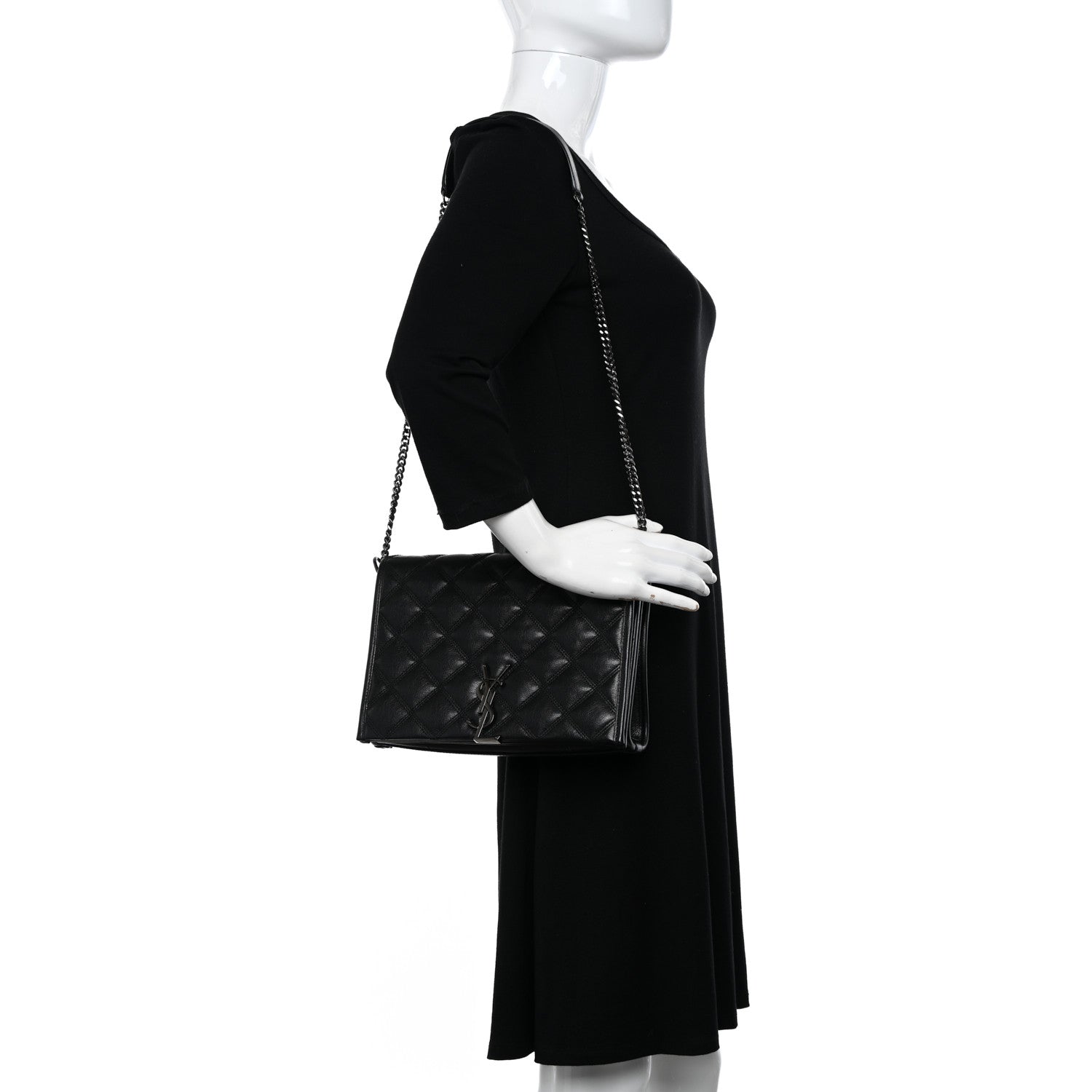 Saint Laurent Lambskin Quilted Mini Becky Chain Bag Black 2 of 8