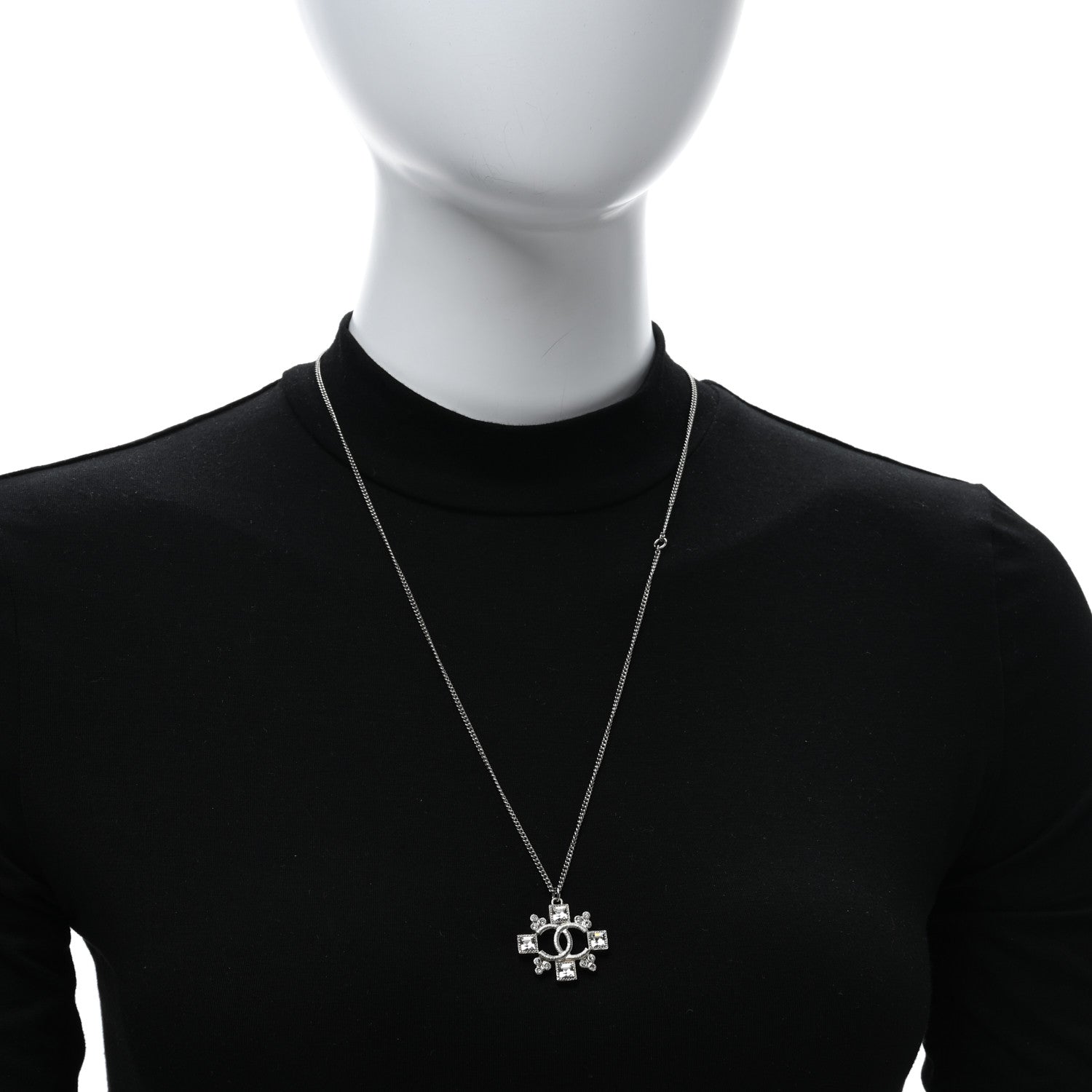 Chanel Crystal Strass Necklace Silver 5 of 5
